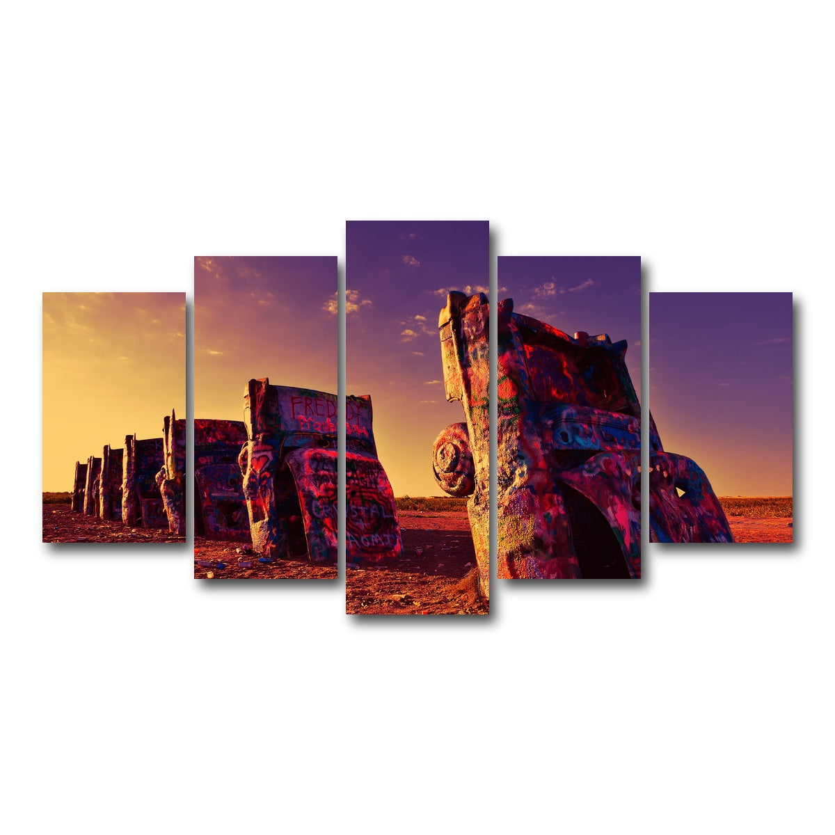 AUTO-MOCKUP WHITE | Cadillac Ranch | 5 Piece | Gallery Wrap Canvas | group=5_normal