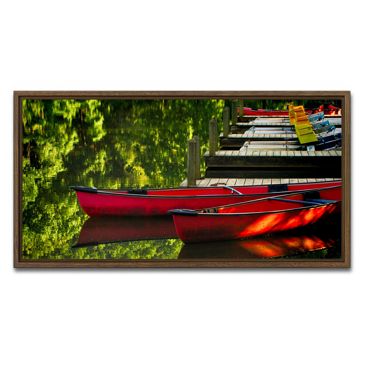 AUTO-MOCKUP WHITE | Canoes at Devil's Den State Park | 1 Piece | Walnut Framed Canvas | group=2x1