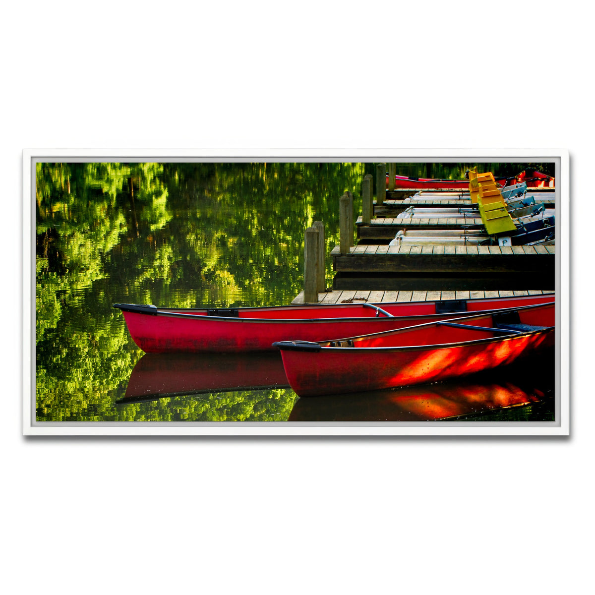 AUTO-MOCKUP WHITE | Canoes at Devil's Den State Park | 1 Piece | White Framed Canvas | group=2x1