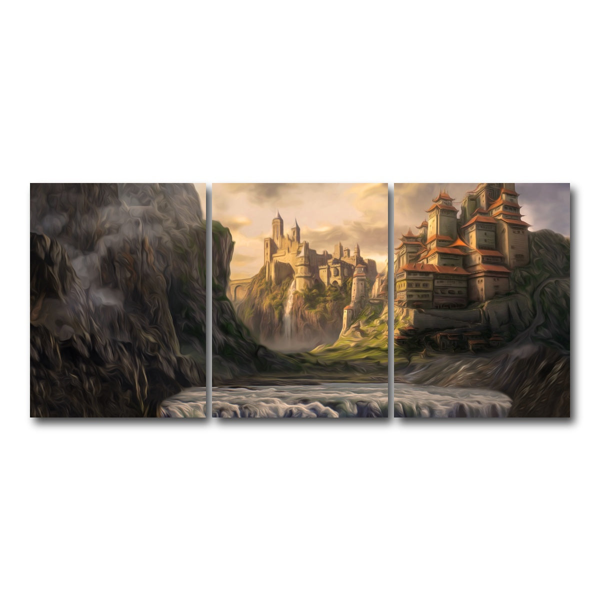 AUTO-MOCKUP WHITE | Castle Falls | 3 Piece | Gallery Wrap Canvas | group=18x24
