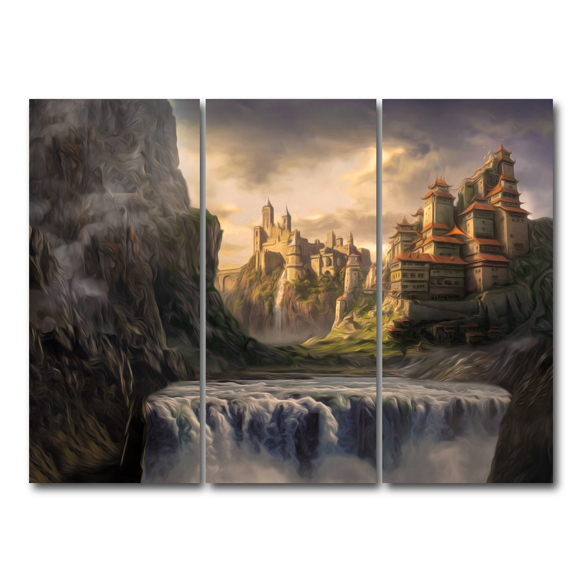 AUTO-MOCKUP WHITE | Castle Falls | 3 Piece | Gallery Wrap Canvas | group=8x18