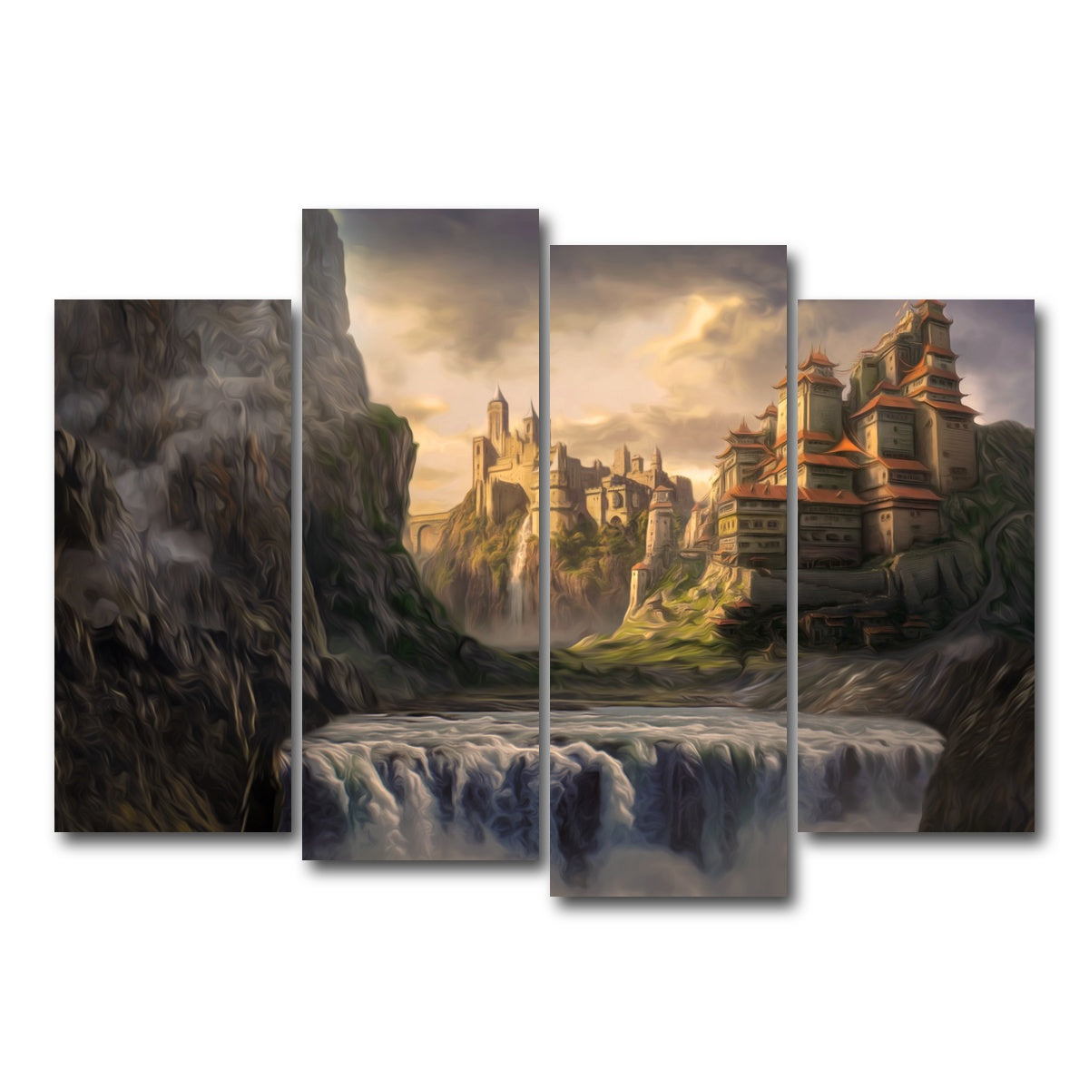 AUTO-MOCKUP WHITE | Castle Falls | 4 Piece | Gallery Wrap Canvas | group=4_normal