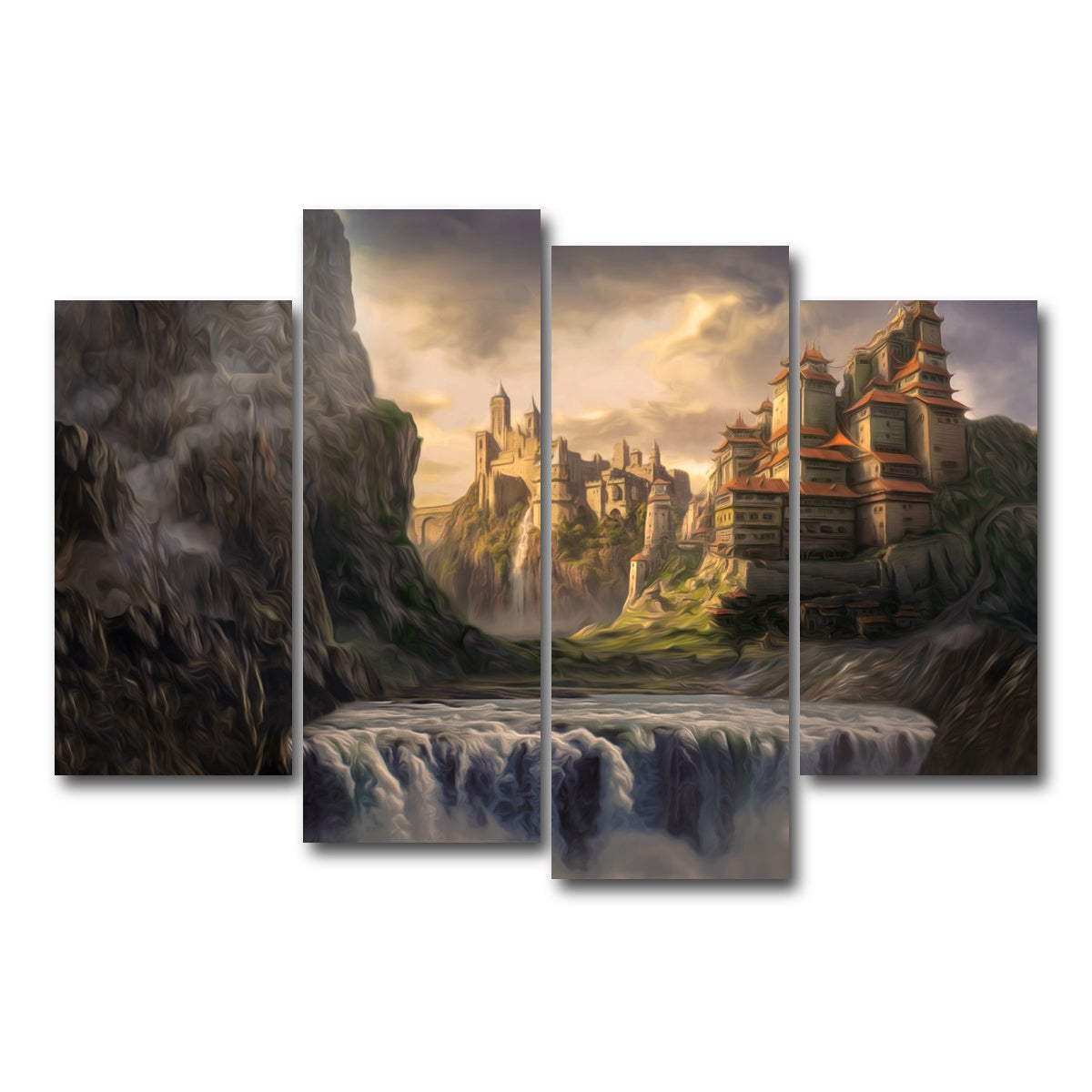 AUTO-MOCKUP WHITE | Castle Falls | 4 Piece | Gallery Wrap Canvas | group=4_short