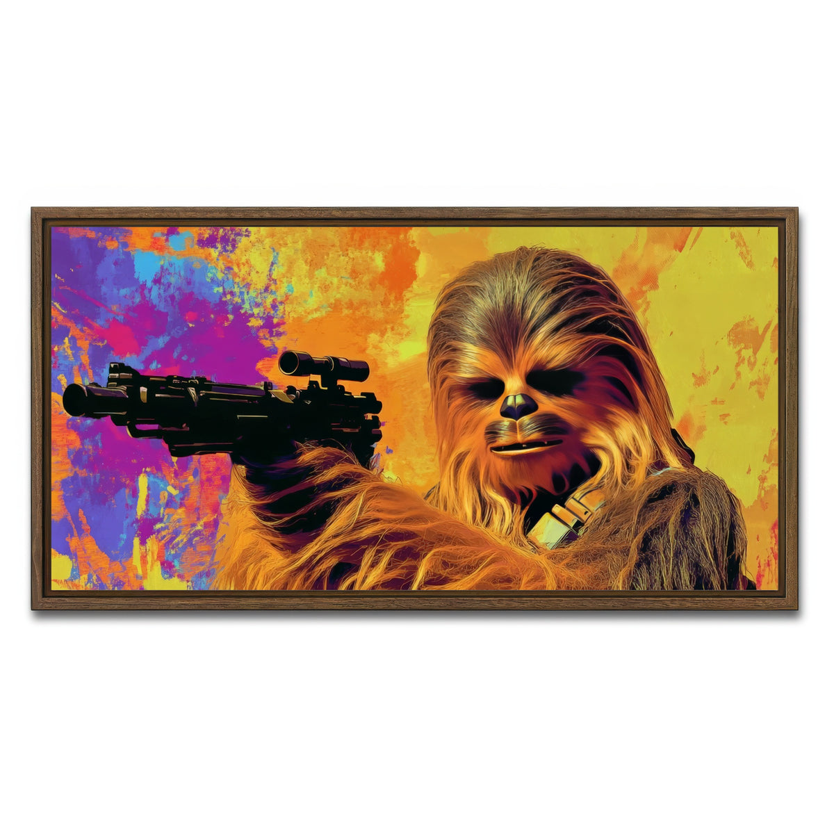 AUTO-MOCKUP WHITE | Chewbacca Star Wars | 1 Piece | Walnut Framed Canvas | group=2x1