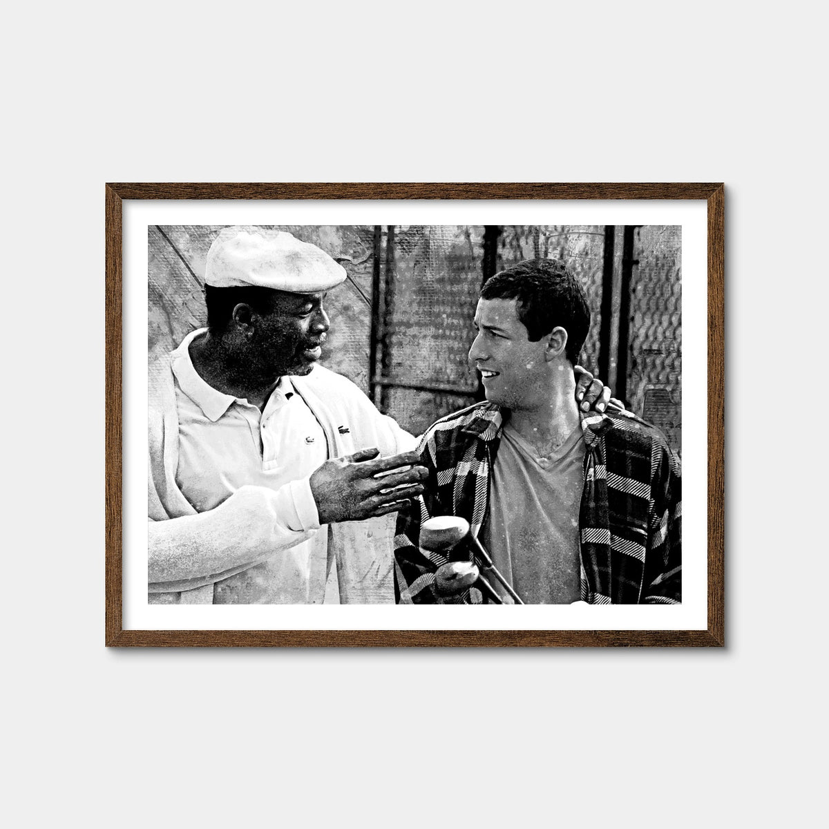 AUTO-MOCKUP WHITE | Chubbs & Happy Grayscale | 1 Piece | Walnut Framed Print | group=4x3