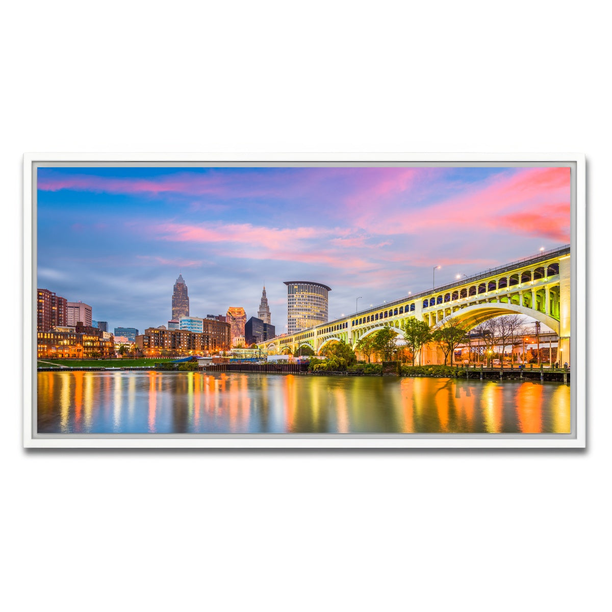 AUTO-MOCKUP WHITE | Cleveland-Detroit Superior Bridge | 1 Piece | White Framed Canvas | group=2x1