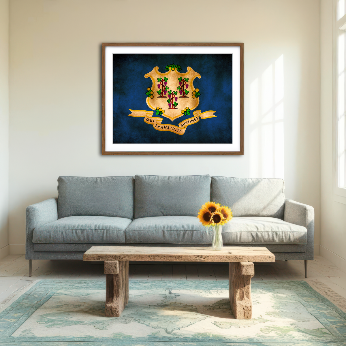 AUTO-MOCKUP ROOM | Connecticut State Flag Wall Art