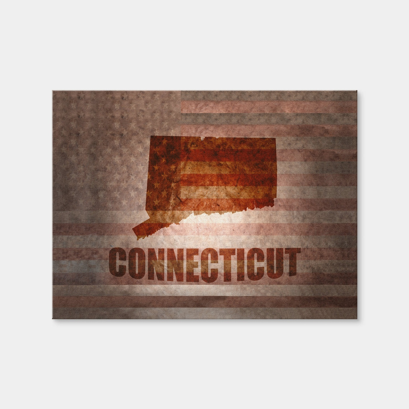AUTO-MOCKUP WHITE | Connecticut map on American Flag | 1 Piece | Gallery Wrap Canvas | group=4x3