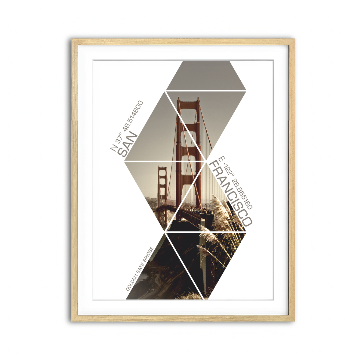 Coordinates San Francisco Golden Gate Bridge Wall Art