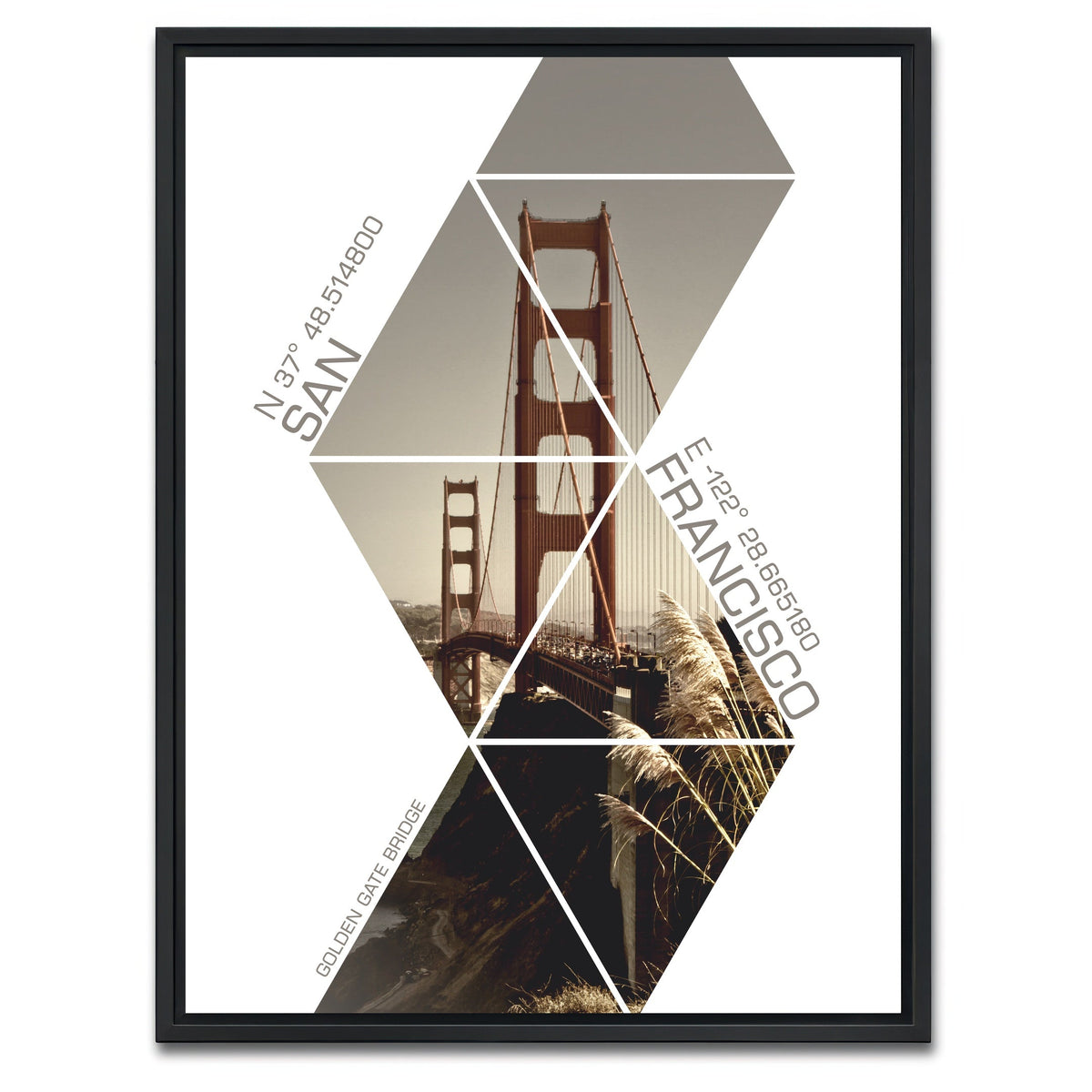 Coordinates San Francisco Golden Gate Bridge Wall Art