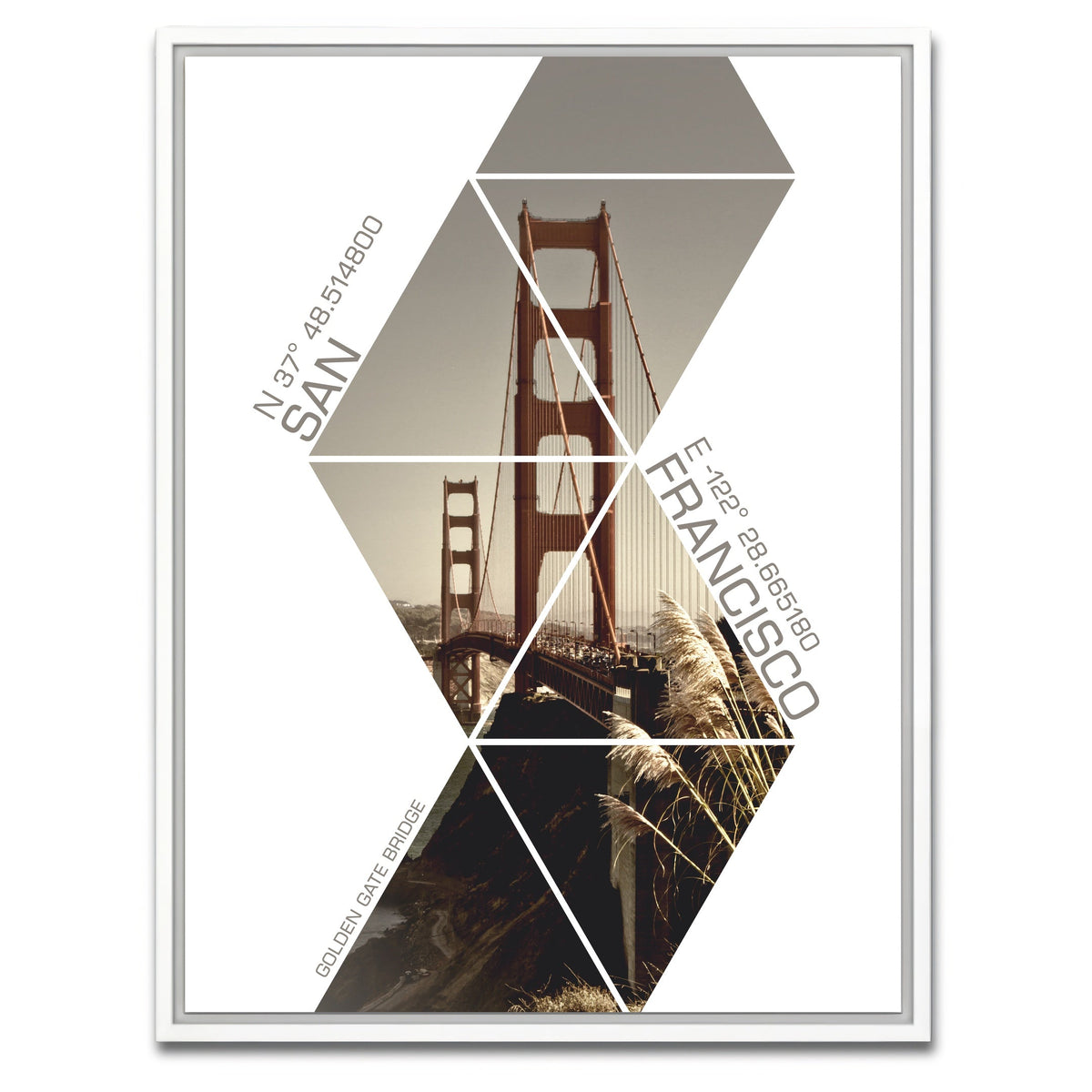 Coordinates San Francisco Golden Gate Bridge Wall Art