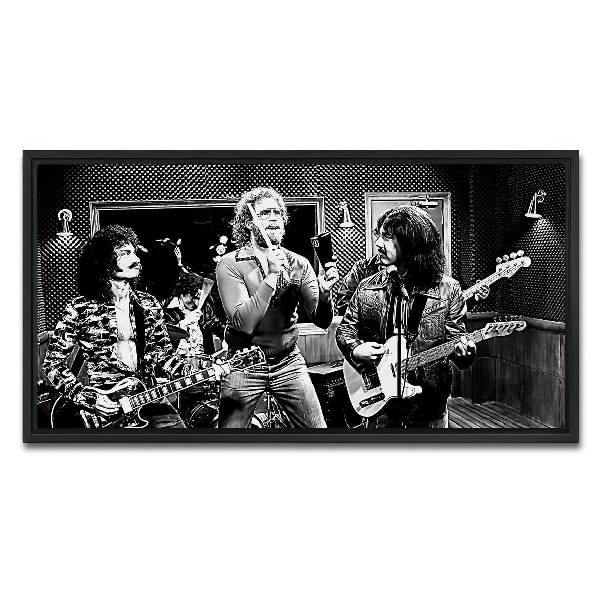 AUTO-MOCKUP WHITE | Cowbell Sketch Grayscale | 1 Piece | Black Framed Canvas | group=2x1