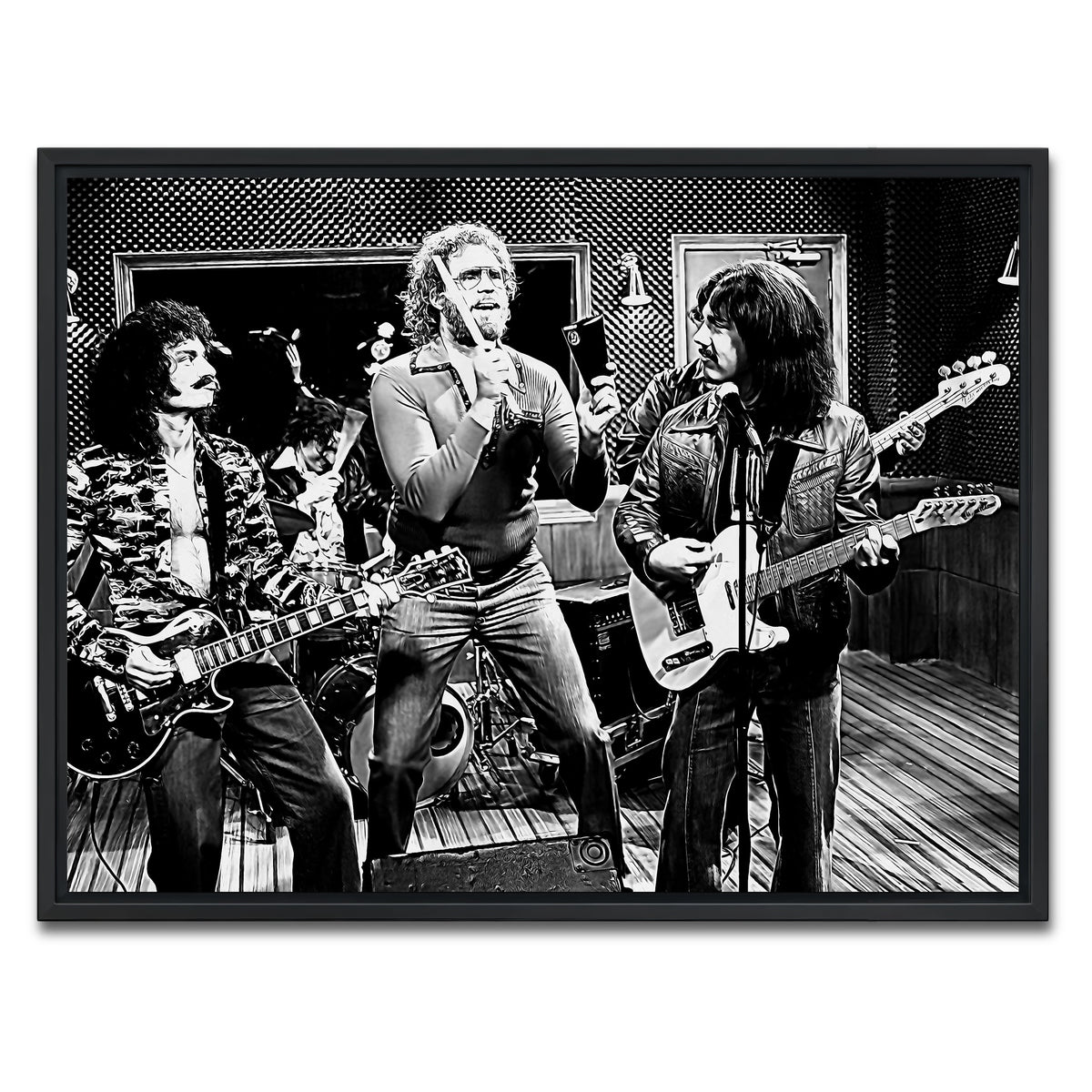 AUTO-MOCKUP WHITE | Cowbell Sketch Grayscale | 1 Piece | Black Framed Canvas | group=4x3