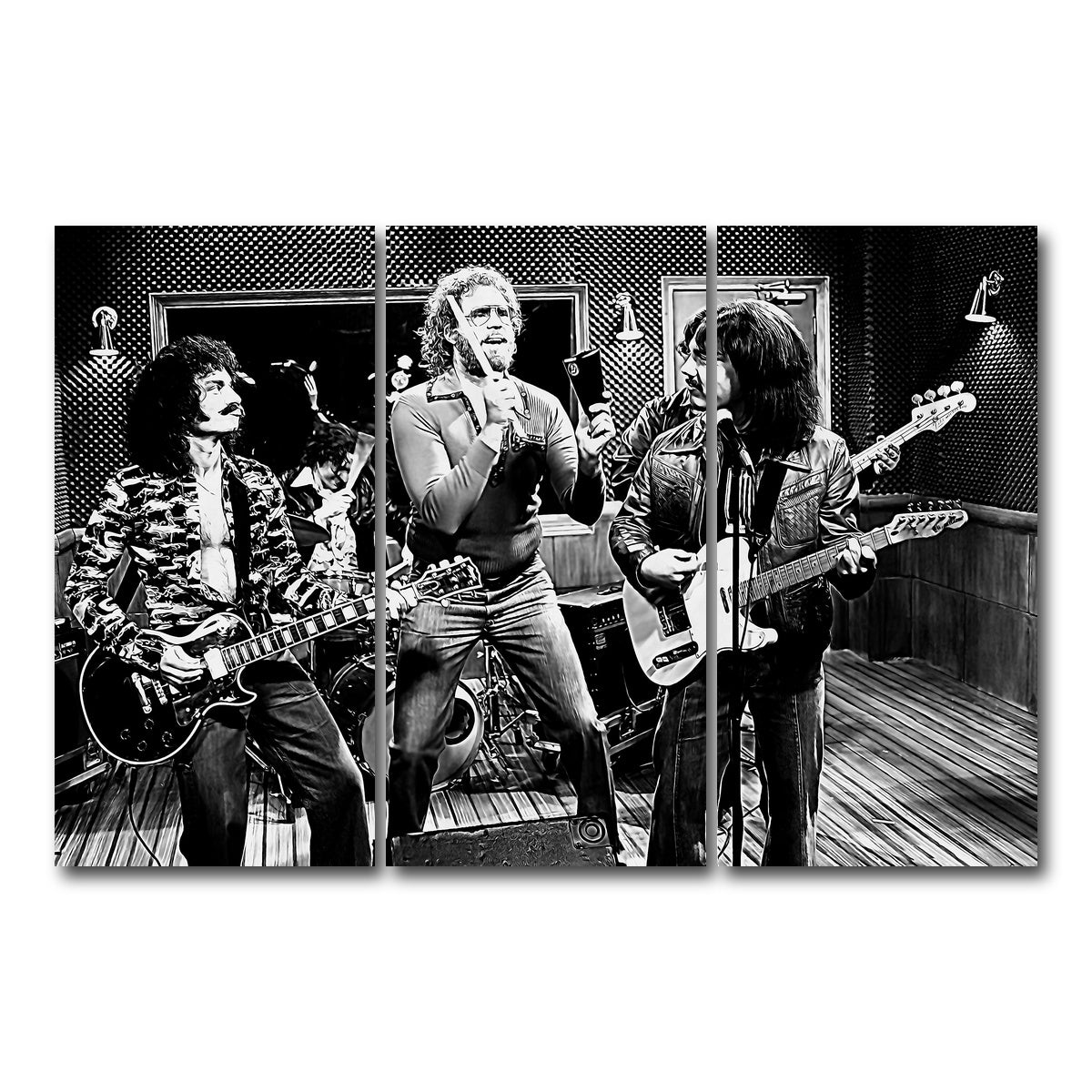 AUTO-MOCKUP WHITE | Cowbell Sketch Grayscale | 3 Piece | Gallery Wrap Canvas | group=12x24