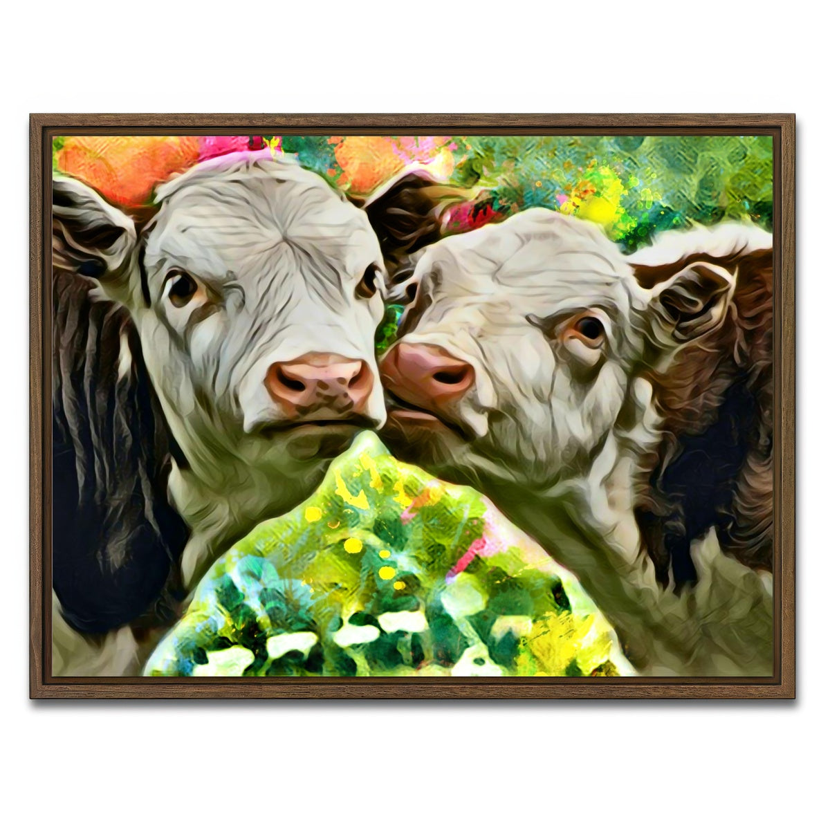 AUTO-MOCKUP WHITE | Cows Abstract | 1 Piece | Walnut Framed Canvas | group=4x3