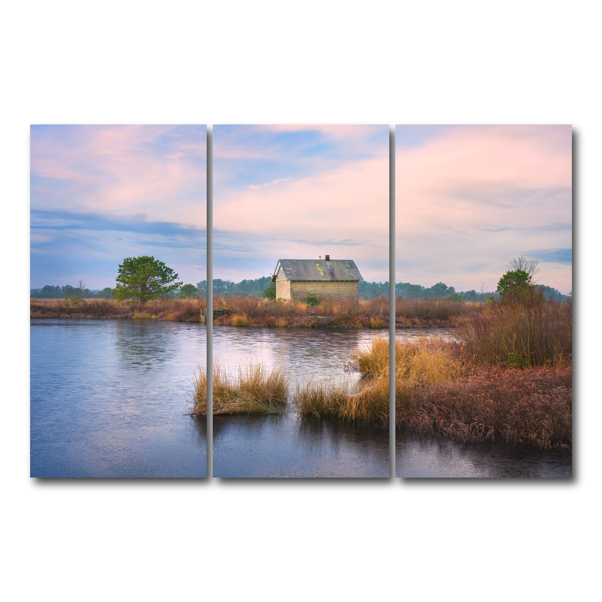 AUTO-MOCKUP WHITE | Cranberry Bog Winter Transition | 3 Piece | Gallery Wrap Canvas | group=12x24