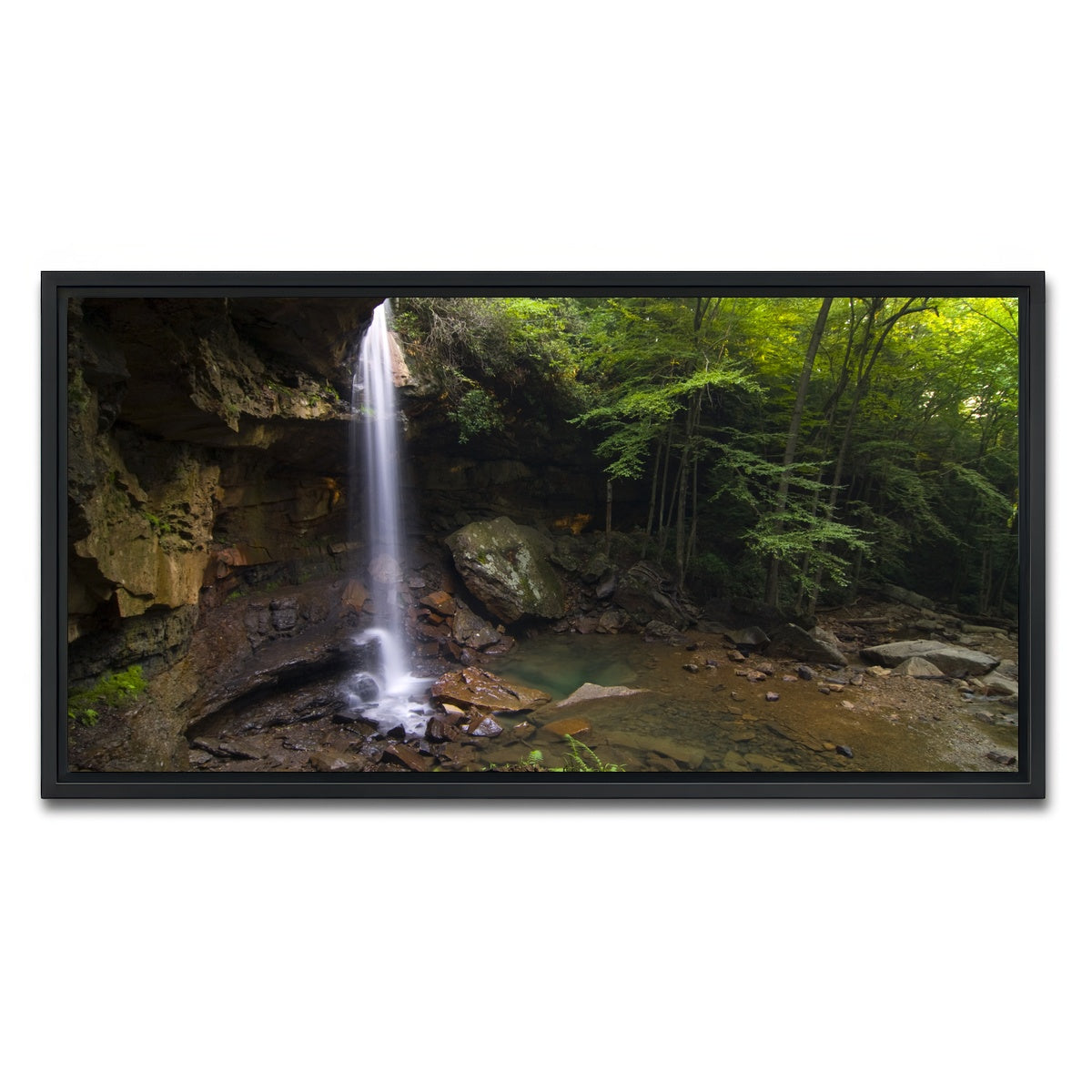 AUTO-MOCKUP WHITE | Cucumber Falls in Ohiopyle State Park | 1 Piece | Black Framed Canvas | group=2x1
