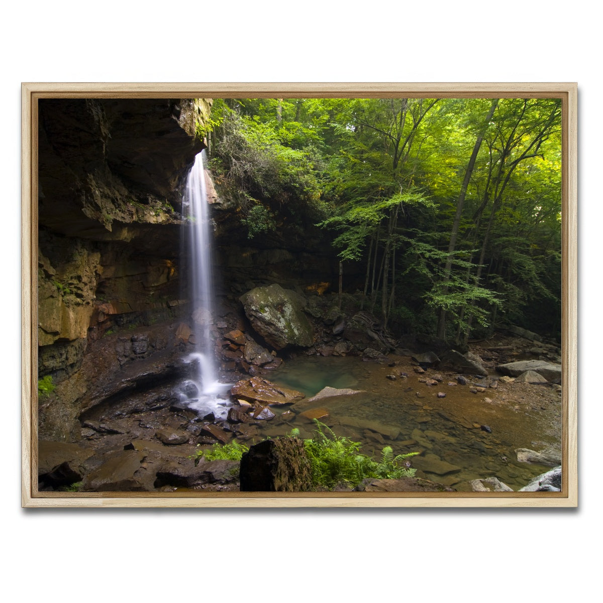 AUTO-MOCKUP WHITE | Cucumber Falls in Ohiopyle State Park | 1 Piece | Natural Framed Canvas | group=4x3