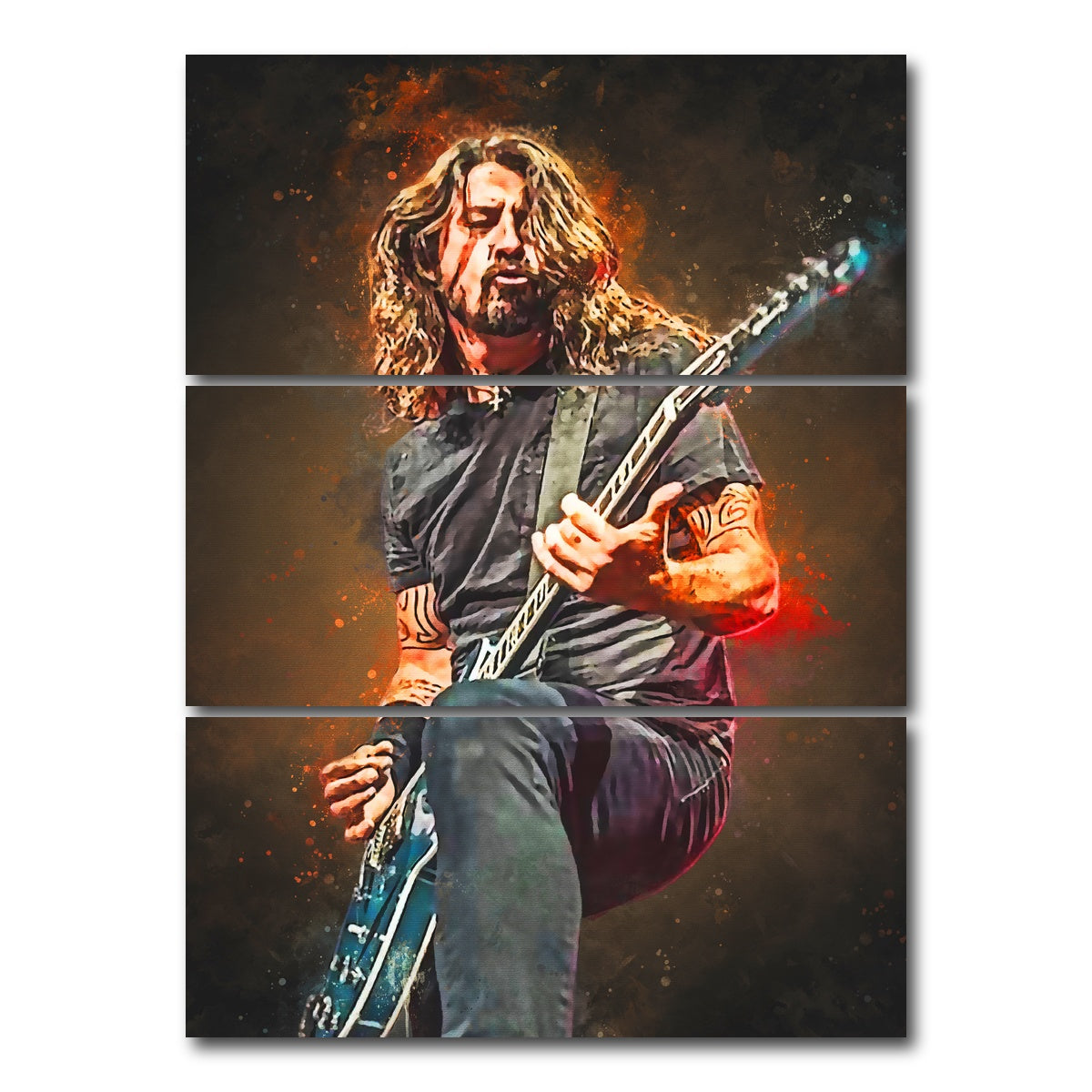AUTO-MOCKUP WHITE | Dave Grohl | 3 Piece | Gallery Wrap Canvas | group=8x18_stacked