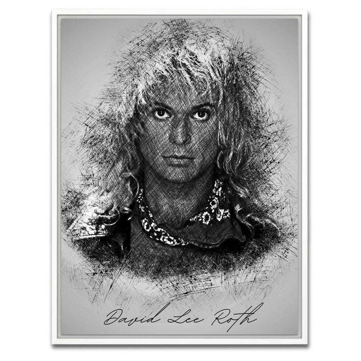 AUTO-MOCKUP WHITE | David Lee Roth Sketch | 1 Piece | White Framed Canvas | group=3x4