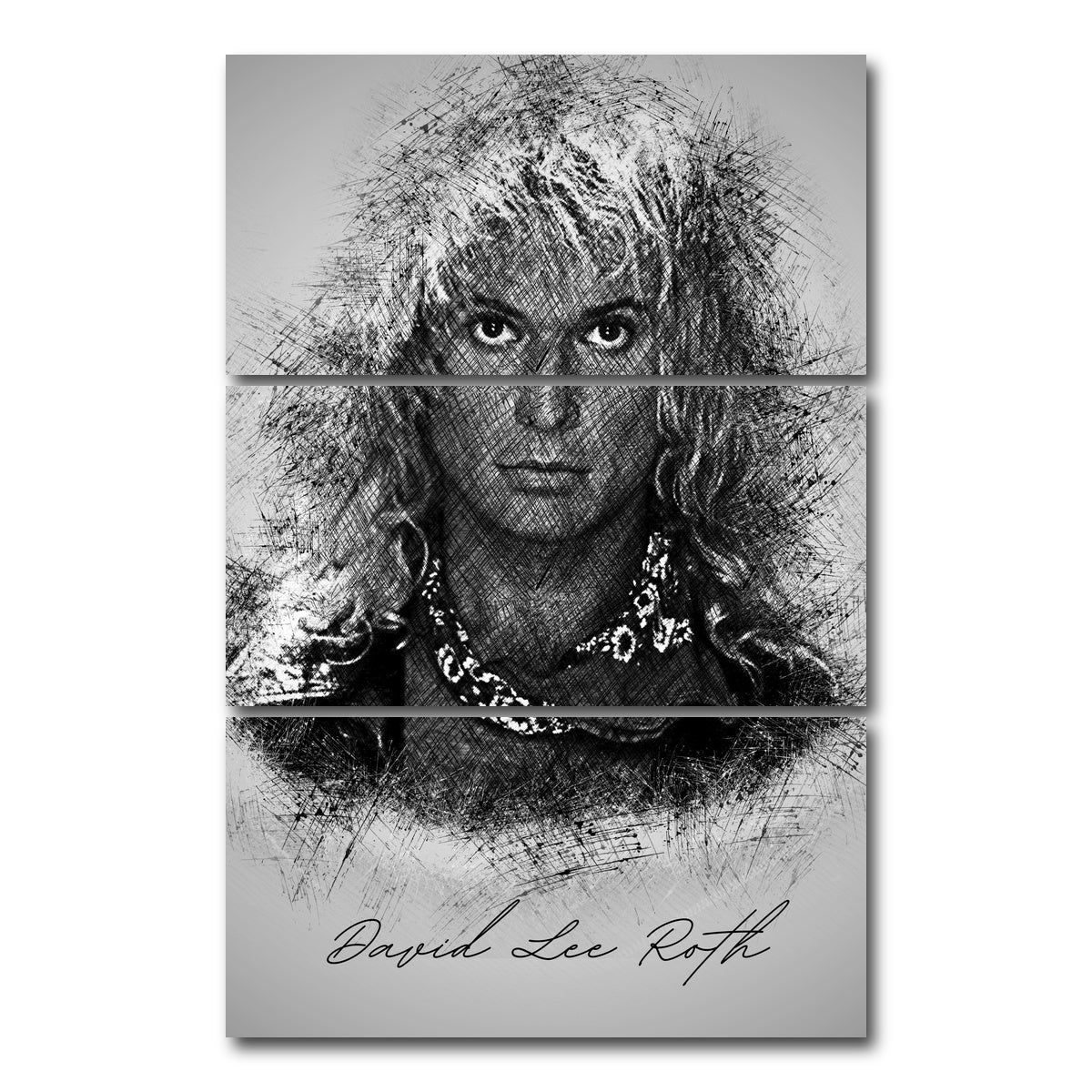 AUTO-MOCKUP WHITE | David Lee Roth Sketch | 3 Piece | Gallery Wrap Canvas | group=12x24_stacked