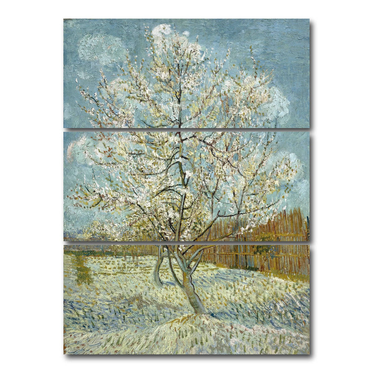 AUTO-MOCKUP WHITE | De roze perzikboom | 3 Piece | Gallery Wrap Canvas | group=8x18_stacked