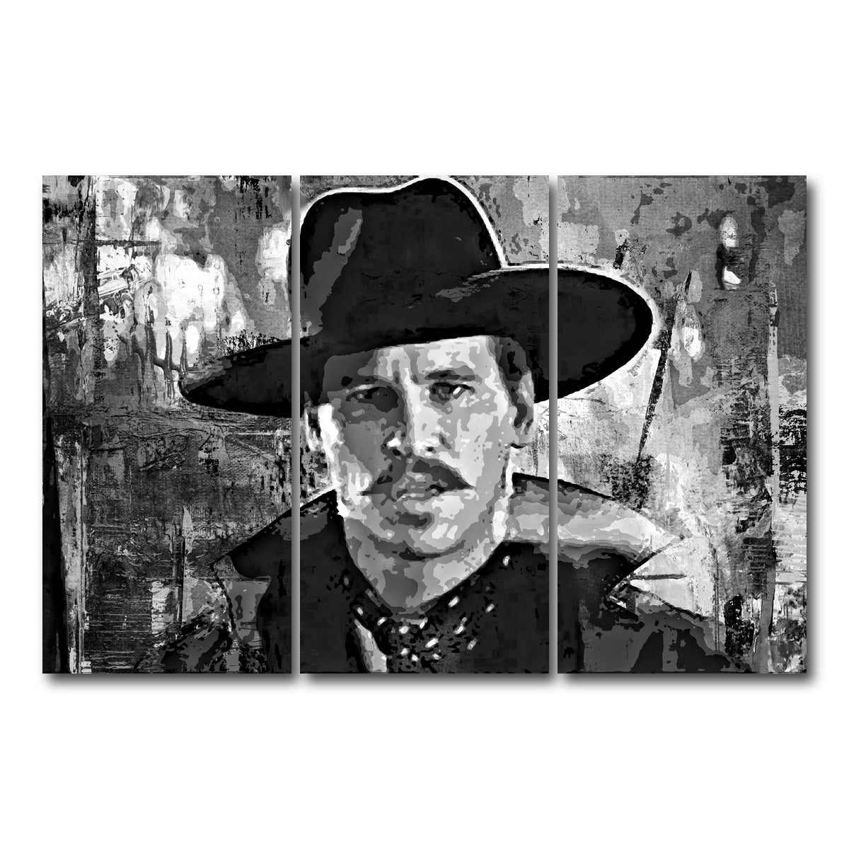 AUTO-MOCKUP WHITE | Doc Holliday Grayscale | 3 Piece | Gallery Wrap Canvas | group=12x24