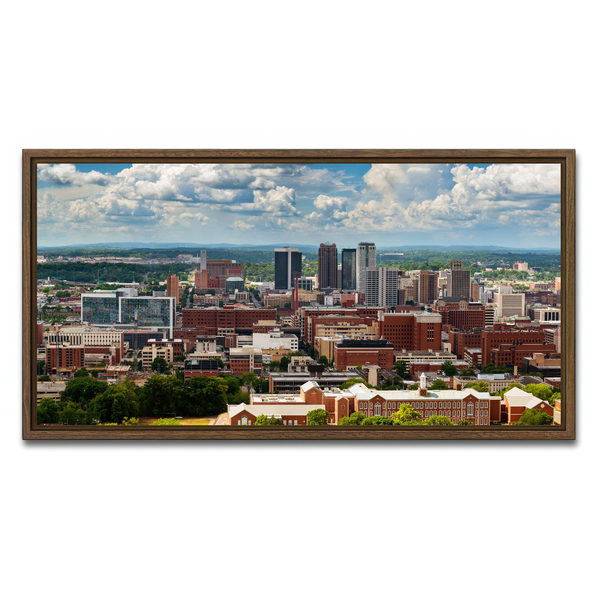AUTO-MOCKUP WHITE | Downtown Birmingham | 1 Piece | Walnut Framed Canvas | group=2x1