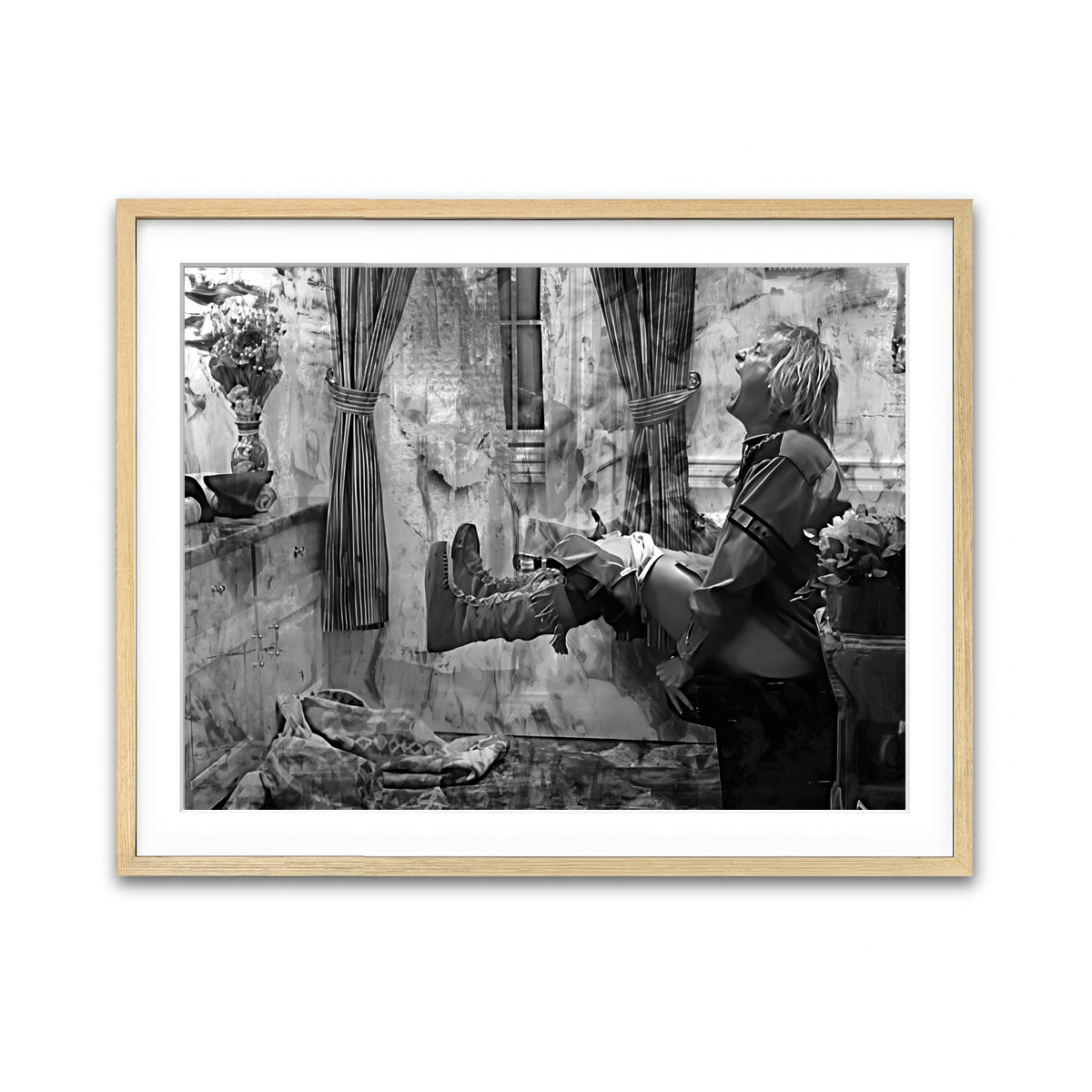 AUTO-MOCKUP WHITE | Dumb & Dumber Bathroom Decor Grayscale | 1 Piece | Natural Framed Print | group=4x3