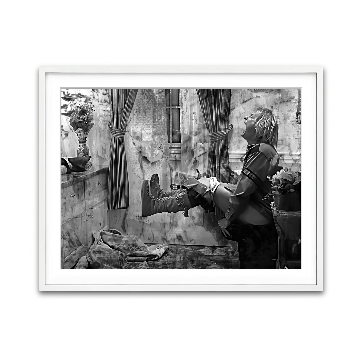 AUTO-MOCKUP WHITE | Dumb & Dumber Bathroom Decor Grayscale | 1 Piece | White Framed Print | group=4x3