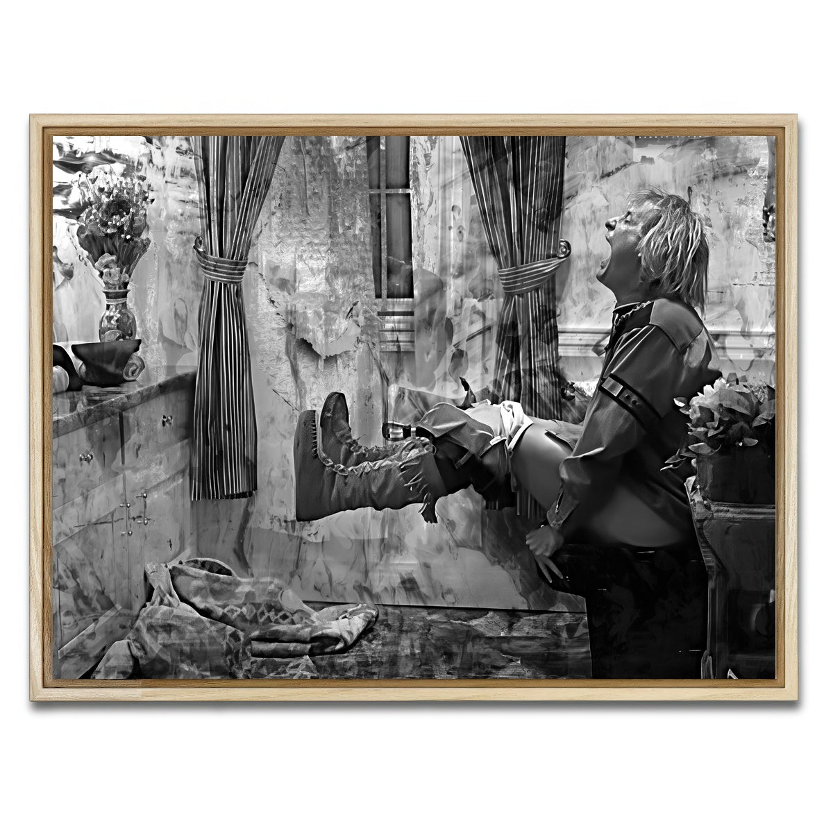 AUTO-MOCKUP WHITE | Dumb & Dumber Bathroom Decor Grayscale | 1 Piece | Natural Framed Canvas | group=4x3