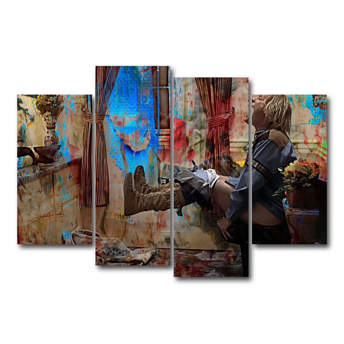 AUTO-MOCKUP WHITE | Dumb & Dumber Bathroom Decor | 4 Piece | Gallery Wrap Canvas | group=4_short