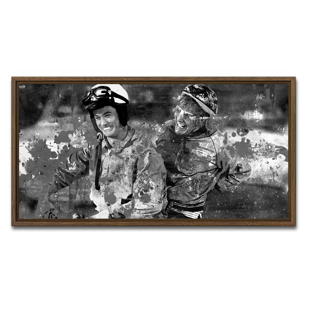 AUTO-MOCKUP WHITE | Dumb and Dumber Grayscale | 1 Piece | Walnut Framed Canvas | group=2x1