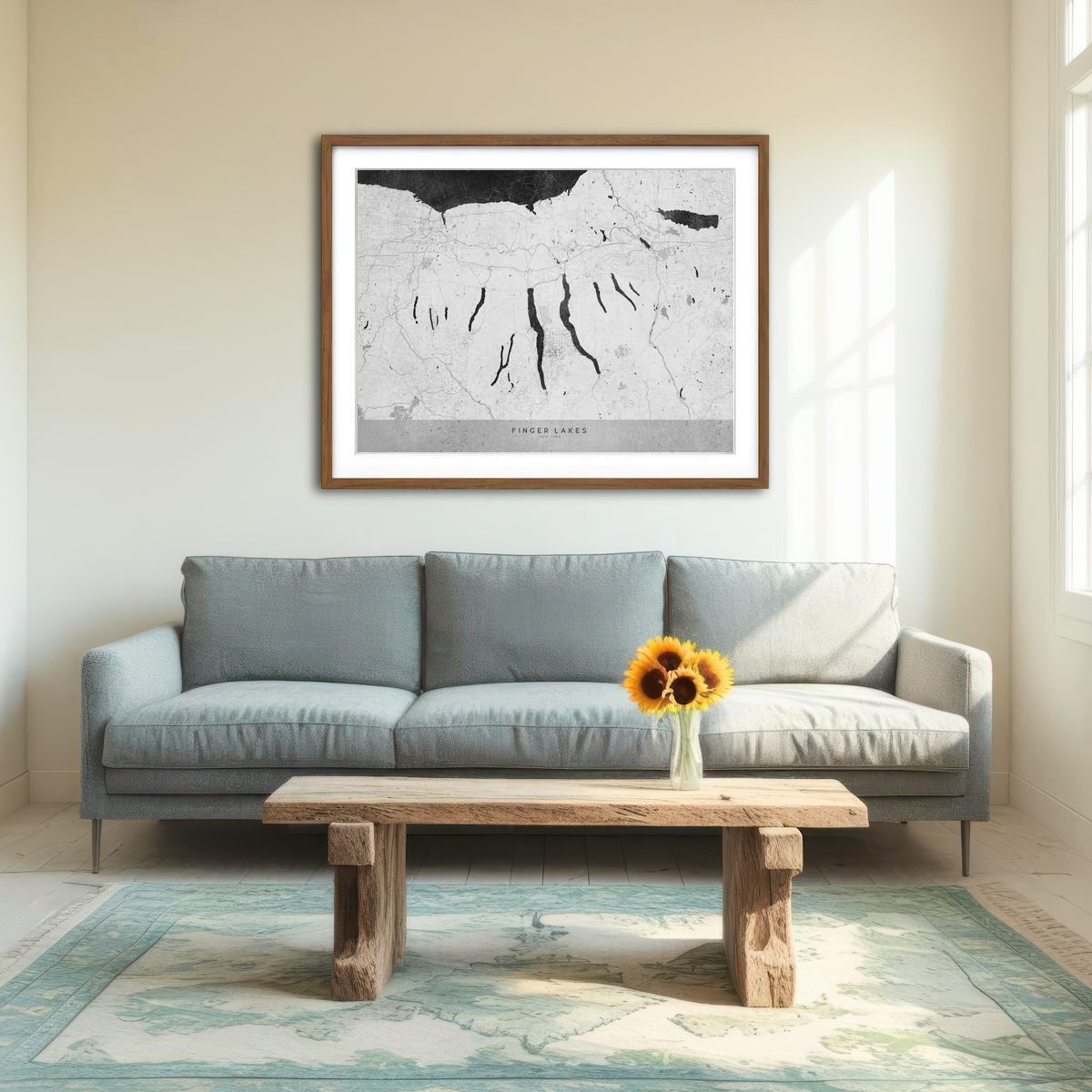 AUTO-MOCKUP ROOM | Finger Lakes Map 2 Wall Art
