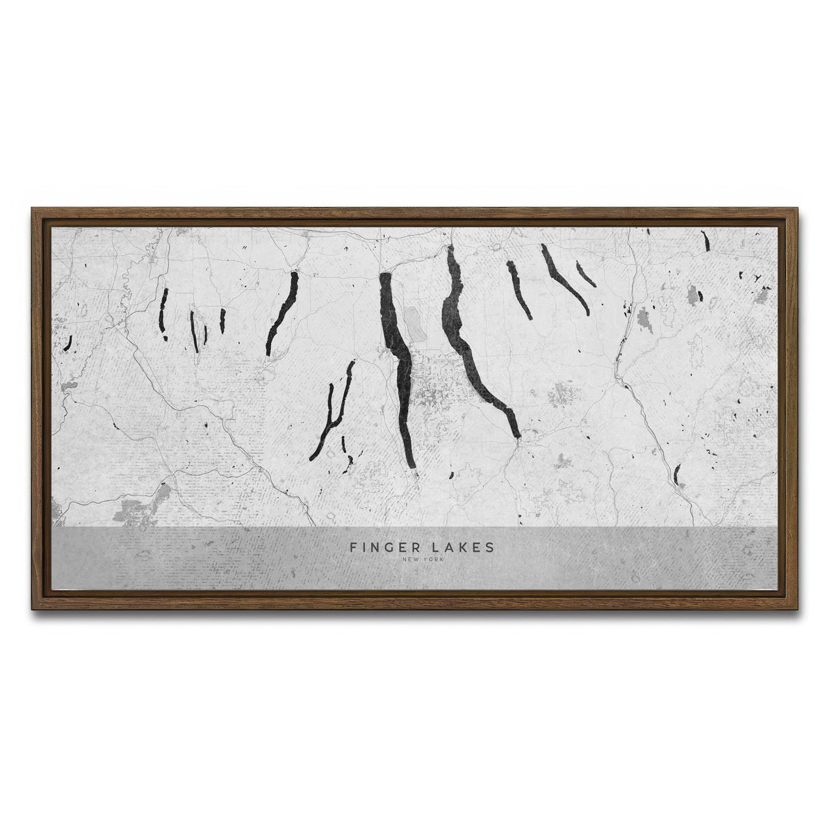 AUTO-MOCKUP WHITE | Finger Lakes Map 2 | 1 Piece | Walnut Framed Canvas | group=2x1