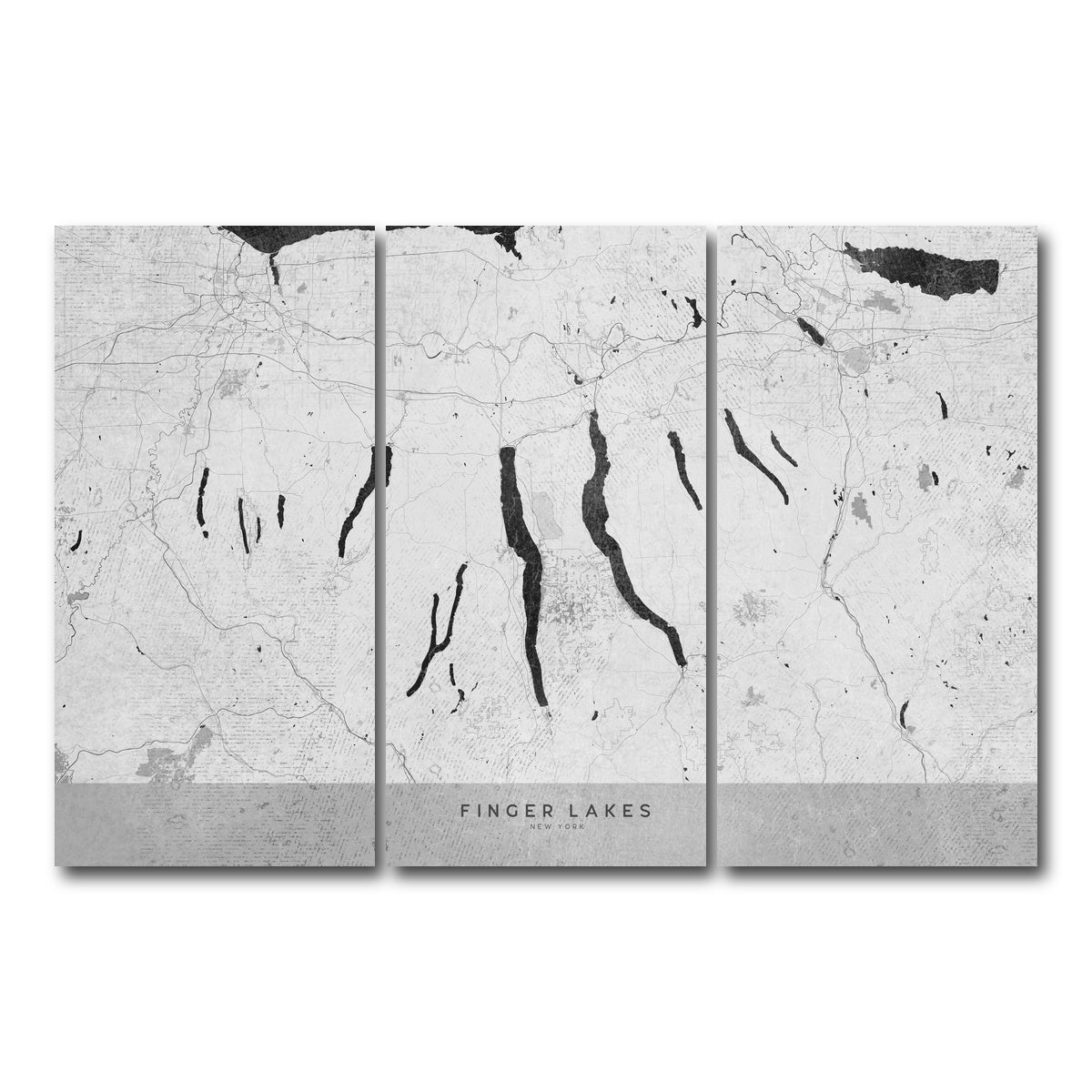 AUTO-MOCKUP WHITE | Finger Lakes Map 2 | 3 Piece | Gallery Wrap Canvas | group=12x24