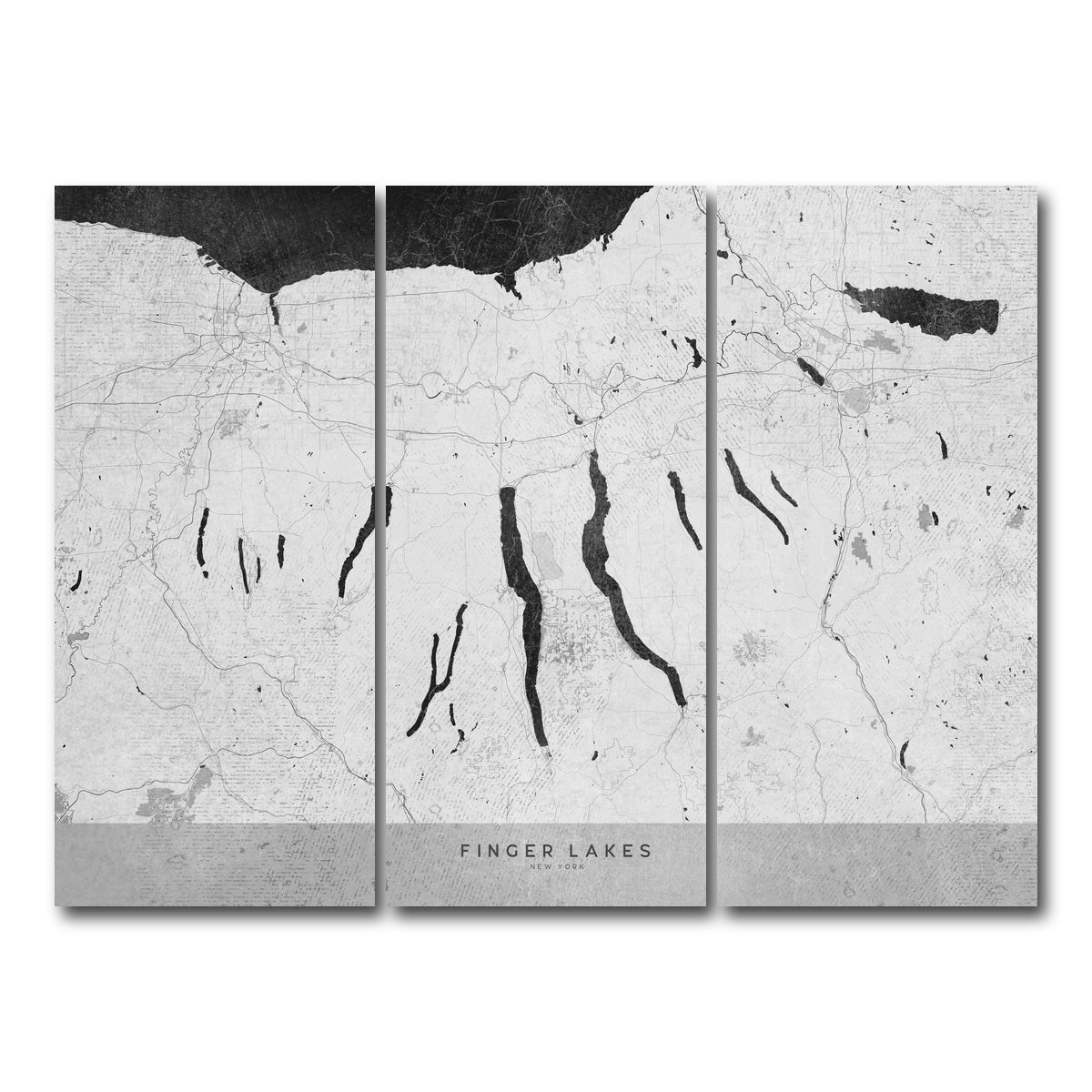 AUTO-MOCKUP WHITE | Finger Lakes Map 2 | 3 Piece | Gallery Wrap Canvas | group=8x18