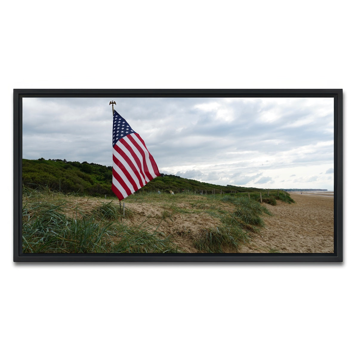 AUTO-MOCKUP WHITE | Flag On Omaha Beach | 1 Piece | Black Framed Canvas | group=2x1