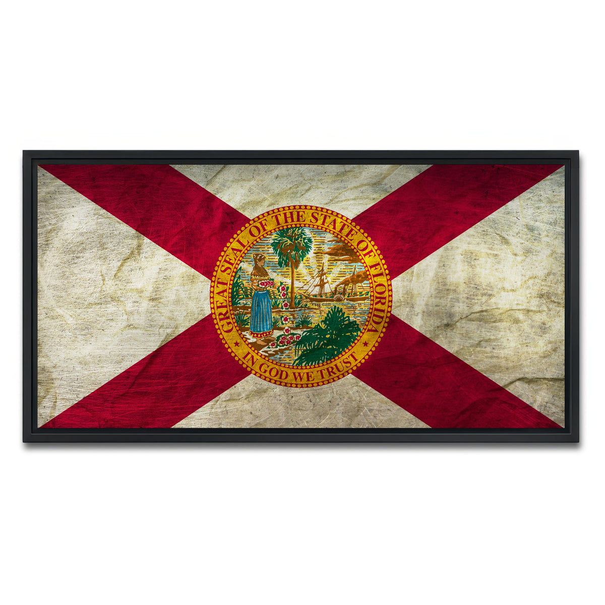 AUTO-MOCKUP WHITE | Florida Flag Grunge | 1 Piece | Black Framed Canvas | group=2x1