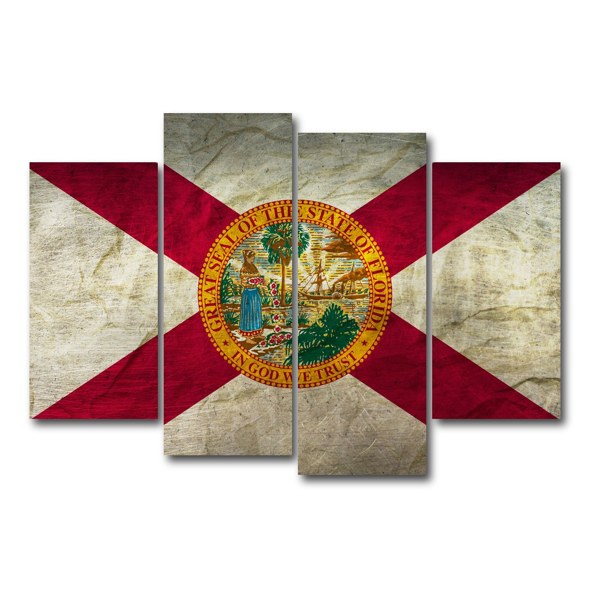 AUTO-MOCKUP WHITE | Florida Flag Grunge | 4 Piece | Gallery Wrap Canvas | group=4_short