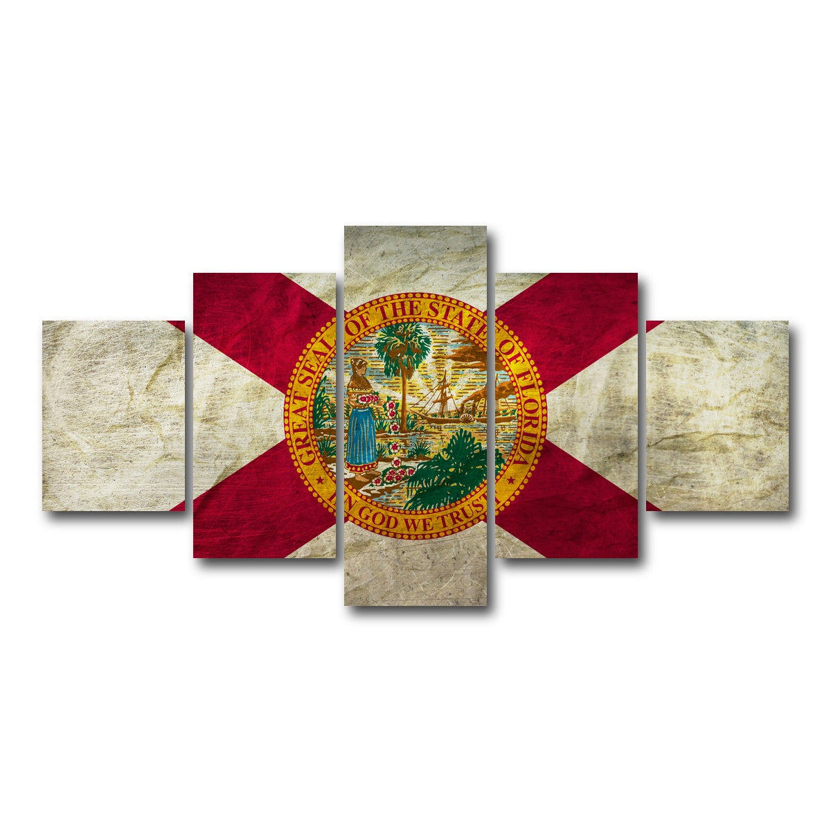 AUTO-MOCKUP WHITE | Florida Flag Grunge | 5 Piece | Gallery Wrap Canvas | group=5_short