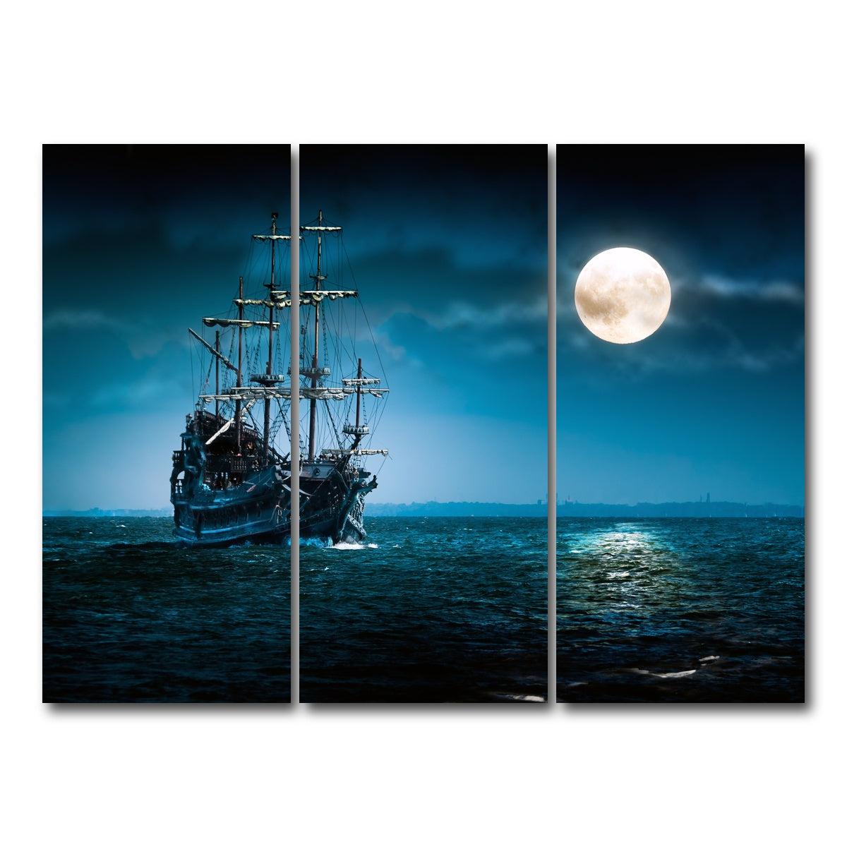 AUTO-MOCKUP WHITE | Flying Dutchman Moonlit | 3 Piece | Gallery Wrap Canvas | group=8x18