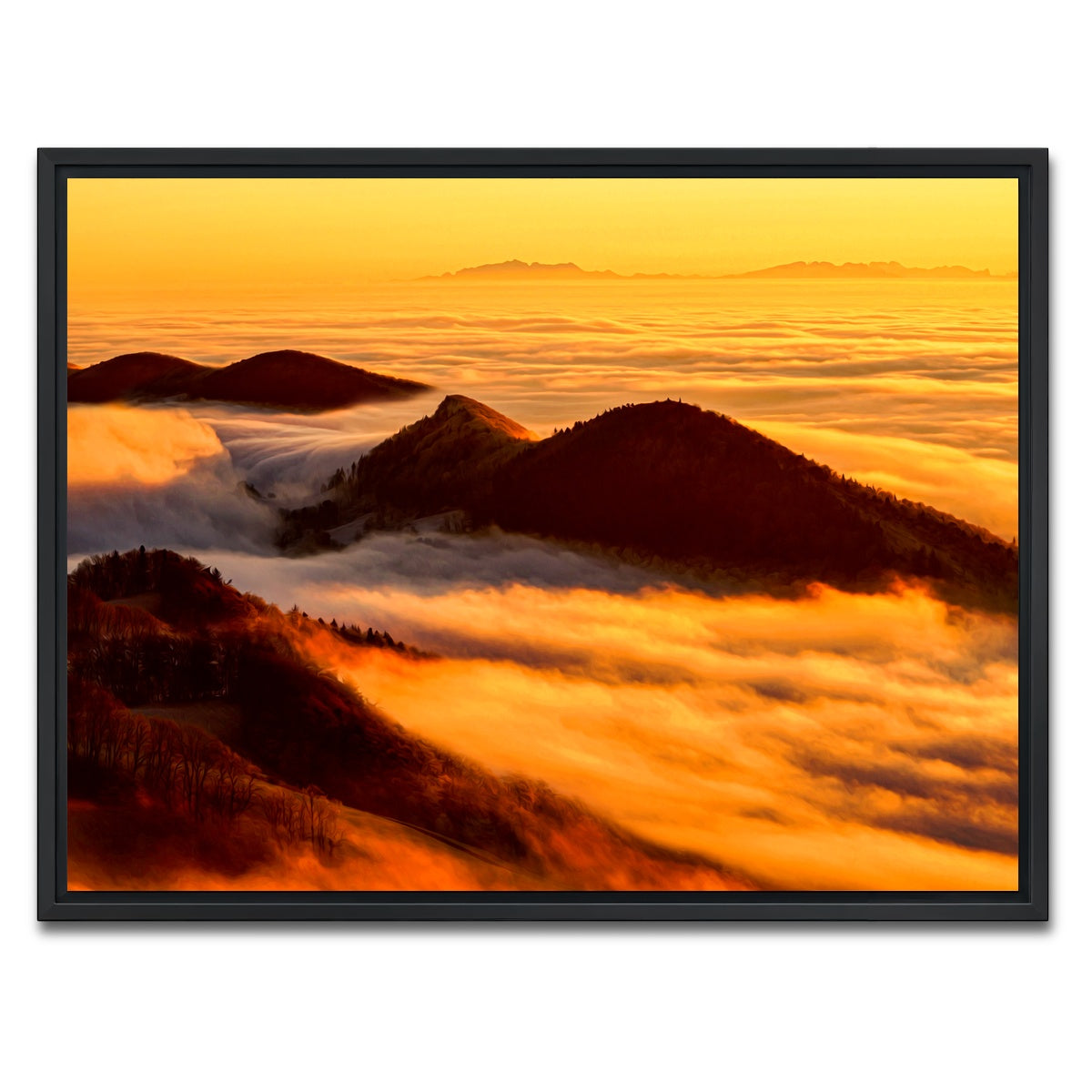 AUTO-MOCKUP WHITE | Foggy Sunset | 1 Piece | Black Framed Canvas | group=4x3
