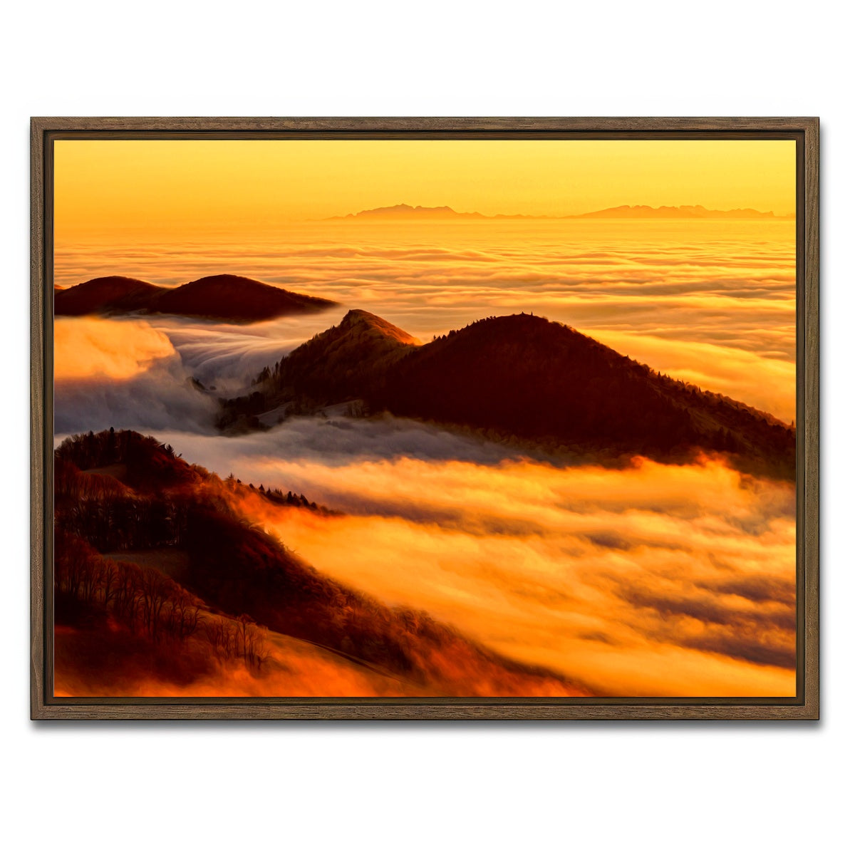 AUTO-MOCKUP WHITE | Foggy Sunset | 1 Piece | Walnut Framed Canvas | group=4x3