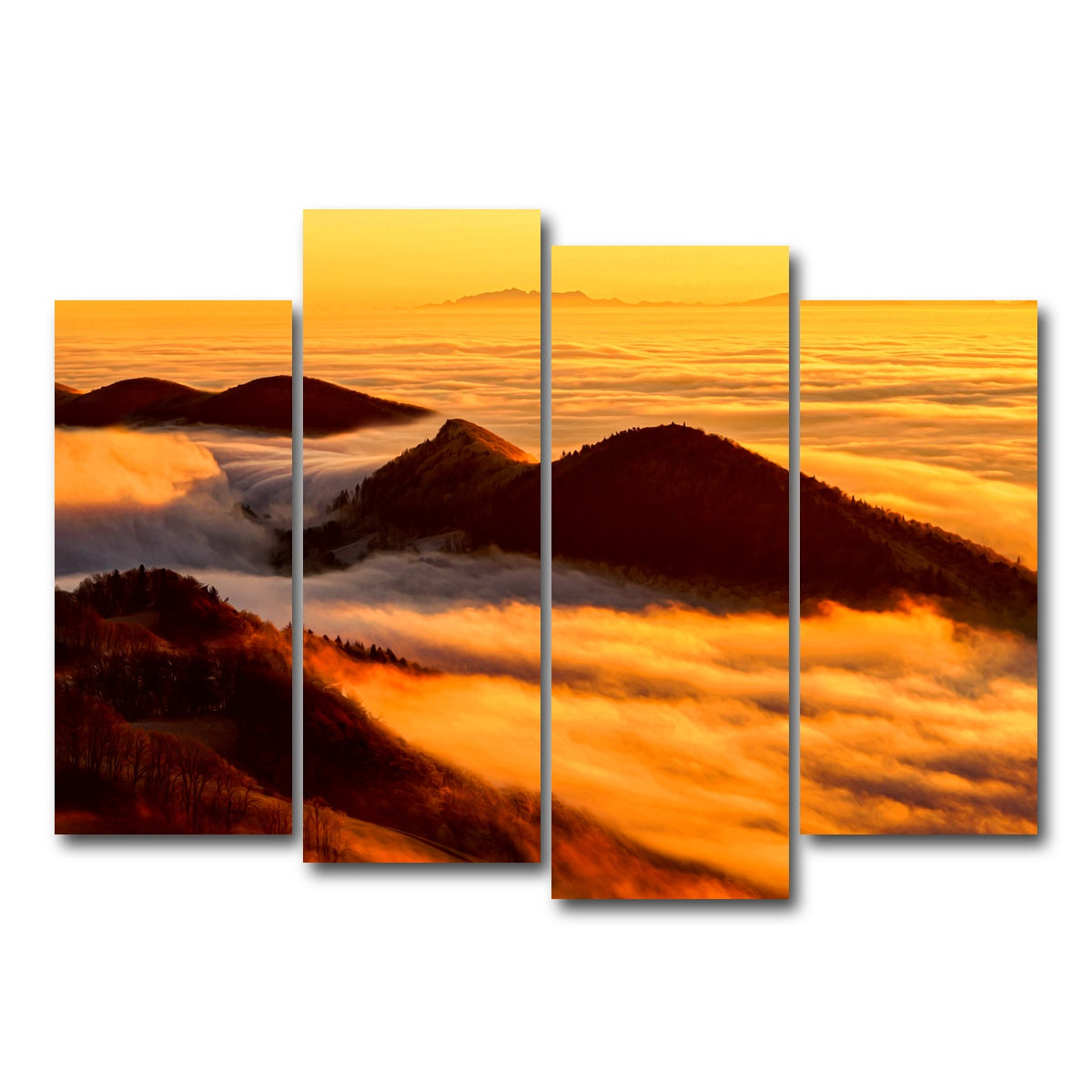 AUTO-MOCKUP WHITE | Foggy Sunset | 4 Piece | Gallery Wrap Canvas | group=4_normal