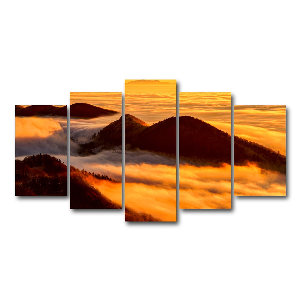 AUTO-MOCKUP WHITE | Foggy Sunset | 5 Piece | Gallery Wrap Canvas | group=5_normal