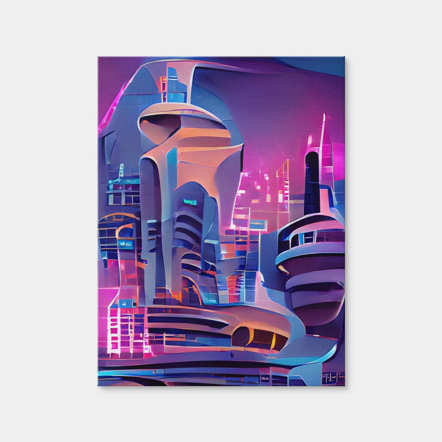 AUTO-MOCKUP WHITE | Futuristic City | 1 Piece | Gallery Wrap Canvas | group=3x4