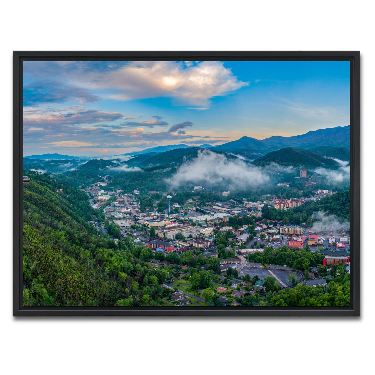 AUTO-MOCKUP WHITE | Gatlinburg Aerial | 1 Piece | Black Framed Canvas | group=4x3