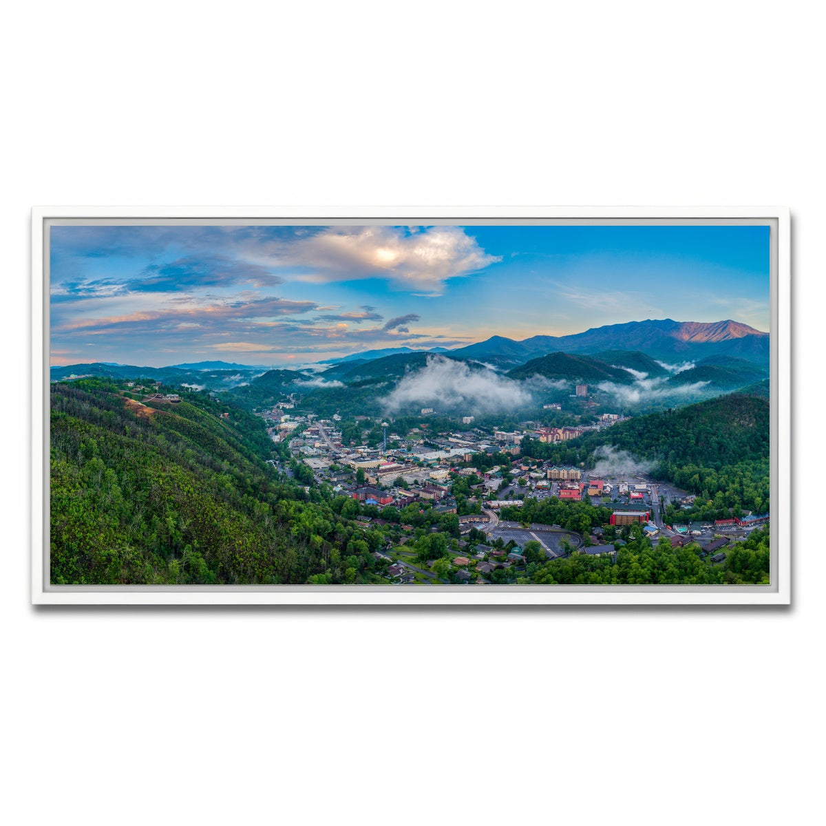 AUTO-MOCKUP WHITE | Gatlinburg Aerial | 1 Piece | White Framed Canvas | group=2x1