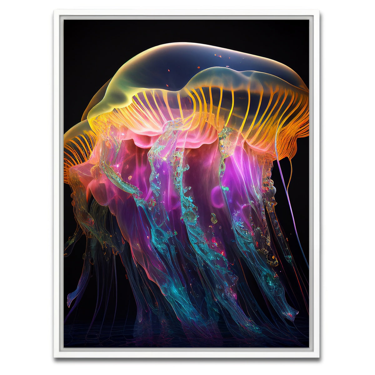 AUTO-MOCKUP WHITE | Glowing Jellyfish | 1 Piece | White Framed Canvas | group=3x4